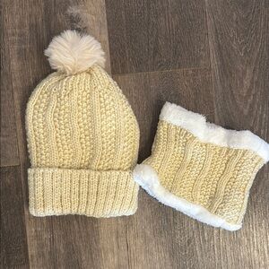 Cozy Cream Knit Hat and Scarf Set for Woman